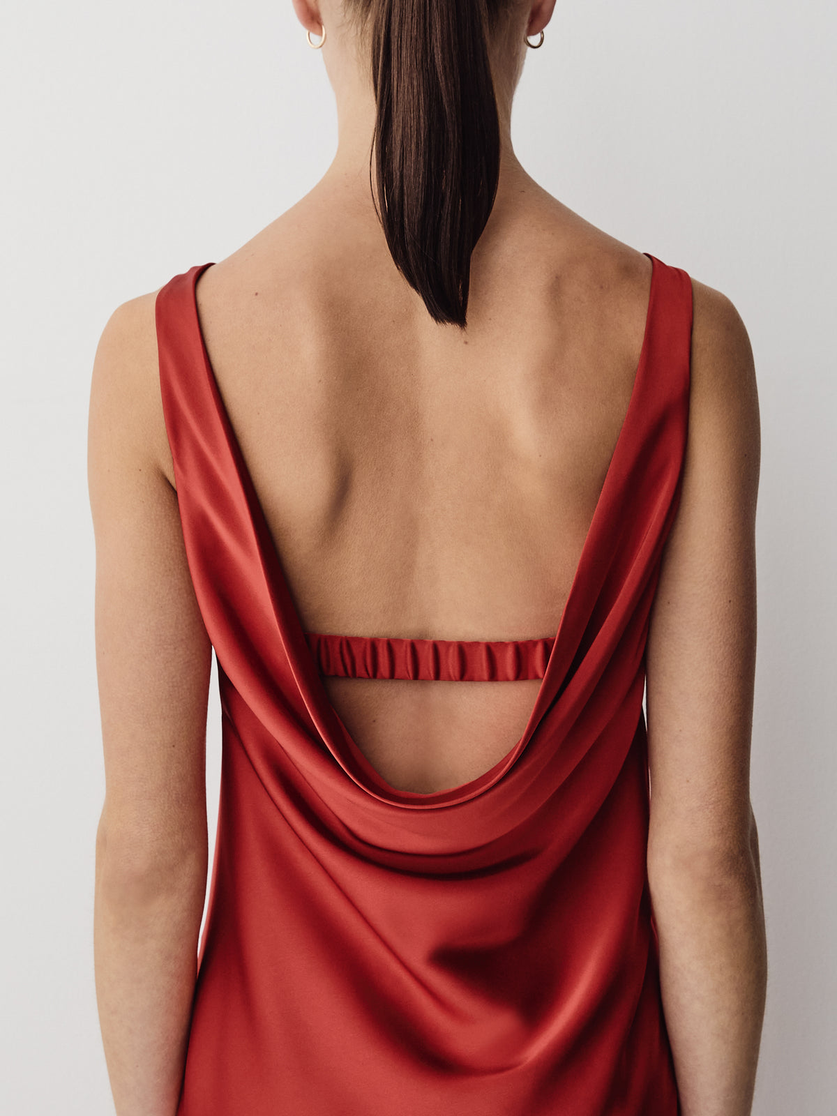 Woven Satin Halter Midi Dress