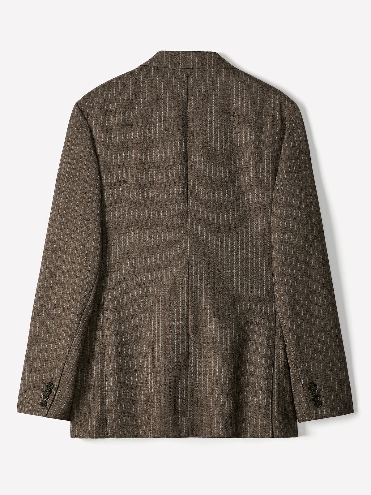 Tailored-Fit Striped Brown Wool Suit Blazer