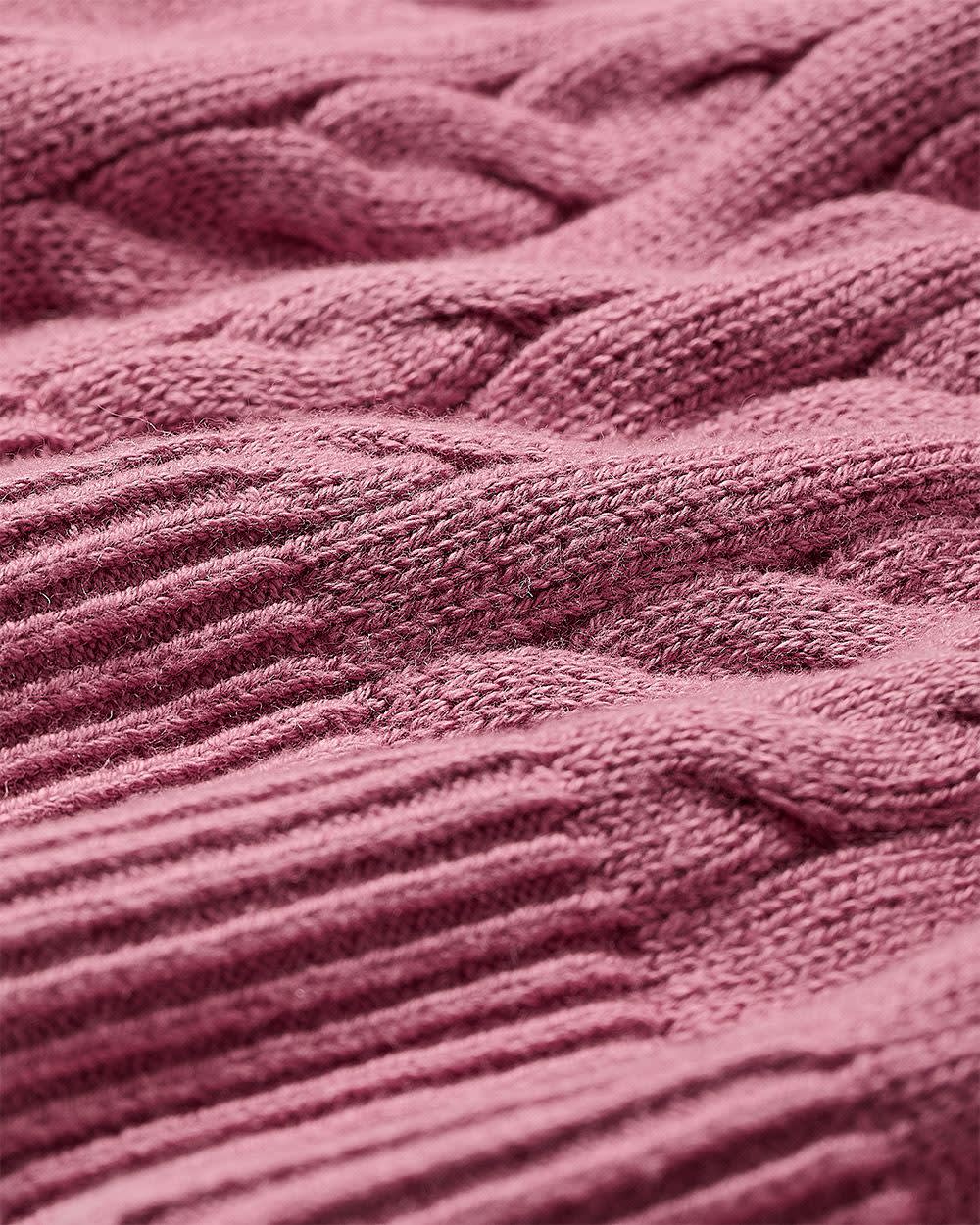 Long-Sleeve V-Neck Cable-Stitch Merino-Blend Sweater