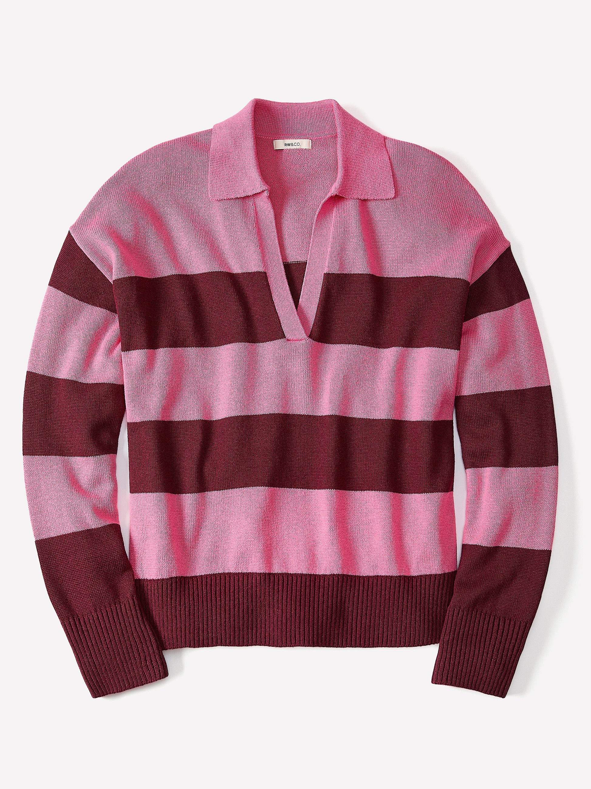 Cotton-Merino-Blend V-Neck Rugby Polo Sweater