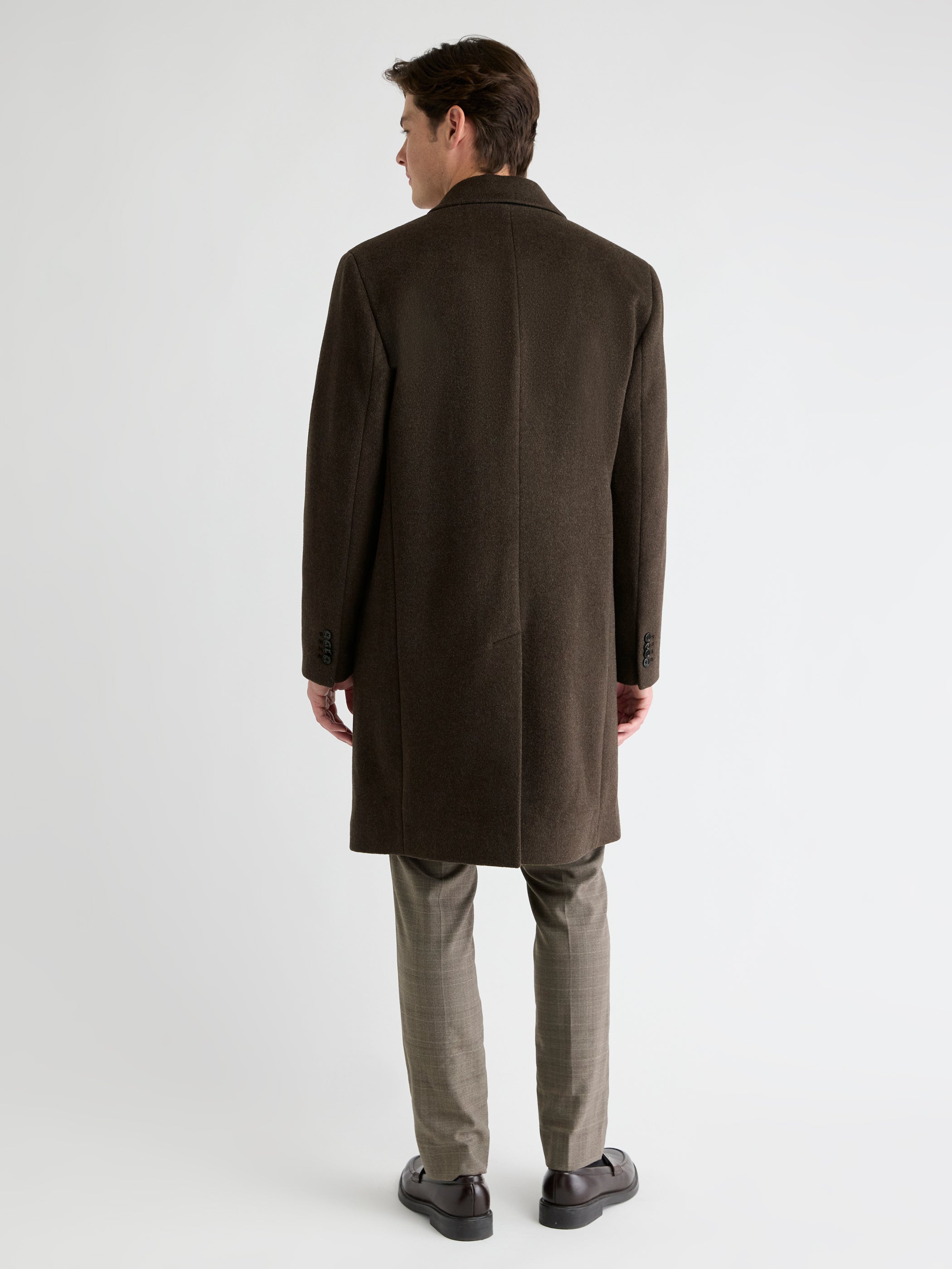Wool and Cashmere Coat with Tailored Collar
