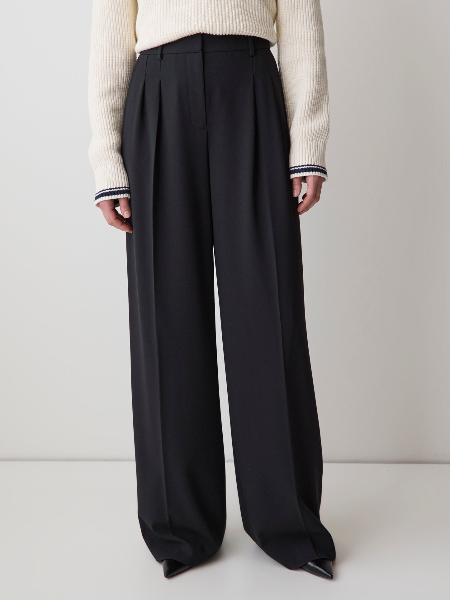 High-Rise Wide-Leg Twill Pant