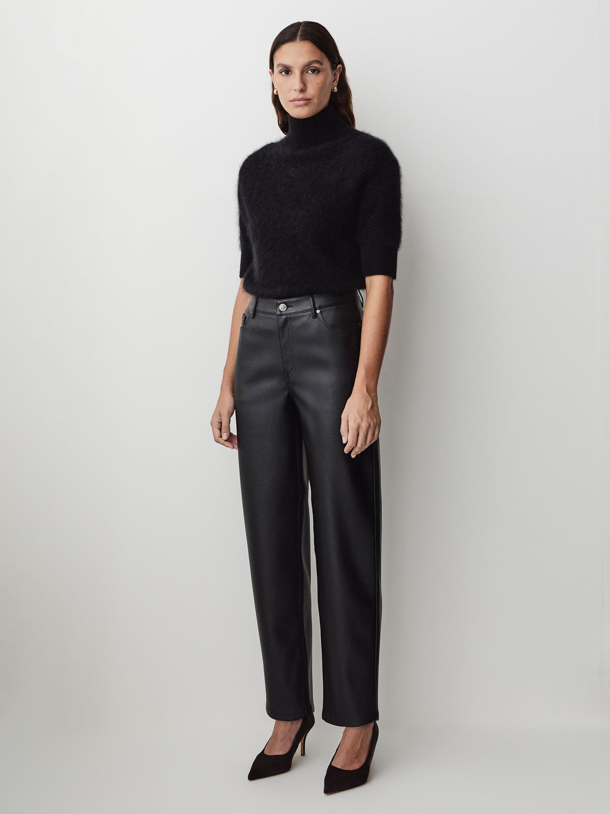 High-Rise Tapered-Leg Faux-Leather Pant
