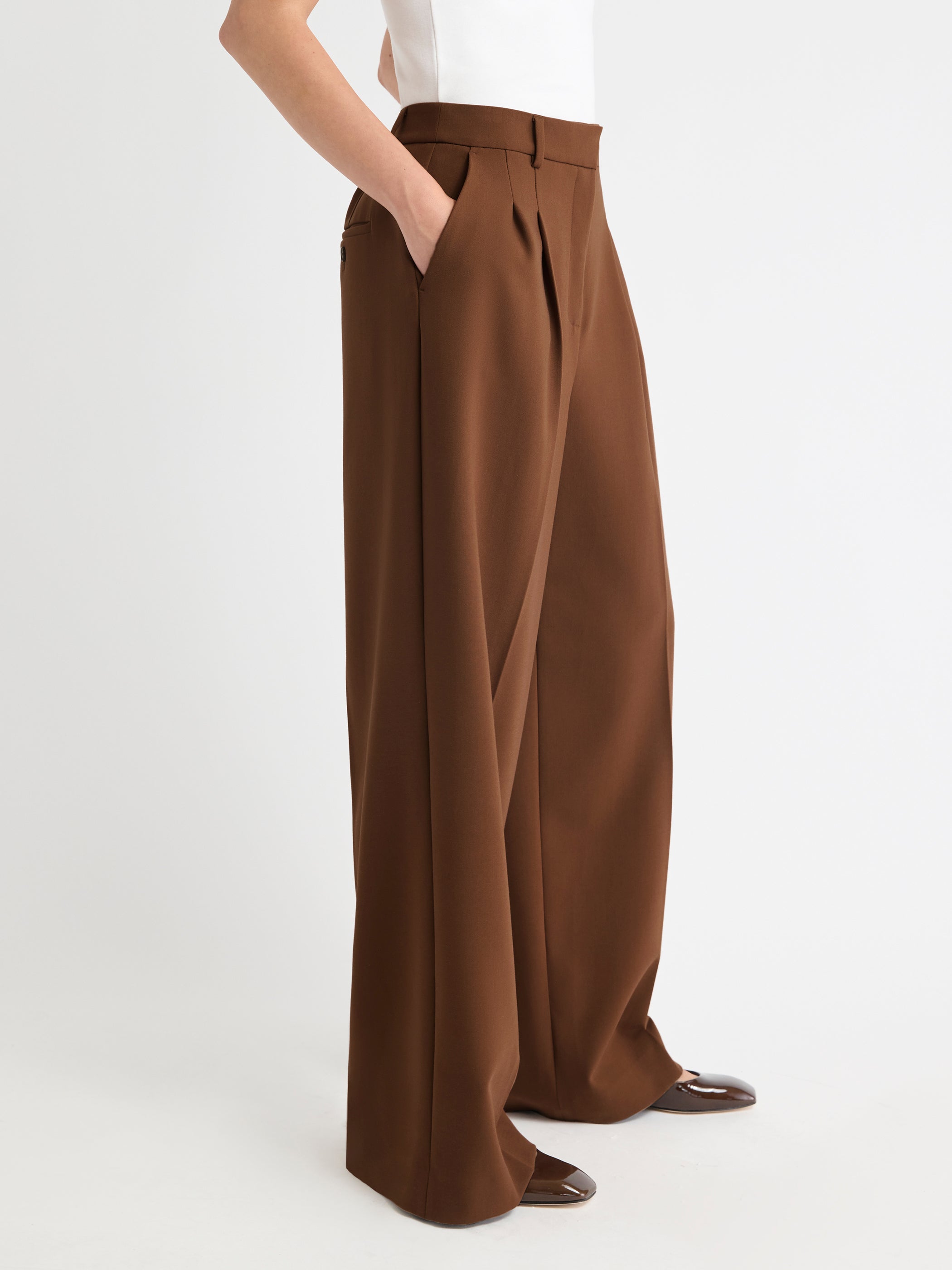 Pantalon à Jambe Large et Taille Haute