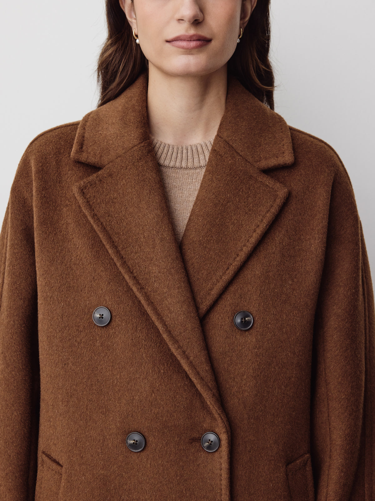 Relaxed-Fit Wool-Blend Double-Breasted Coat
