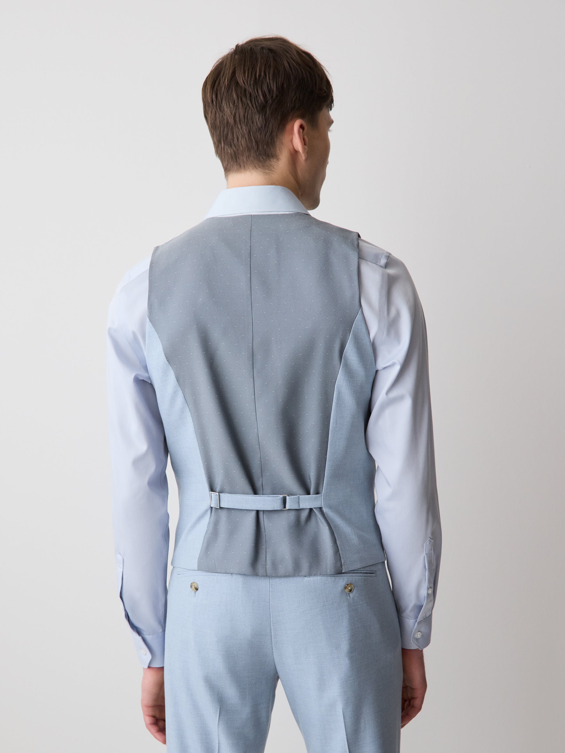 Men’s Blue Stretch Woven Suit Vest for Work and Formal Wear – RW&CO