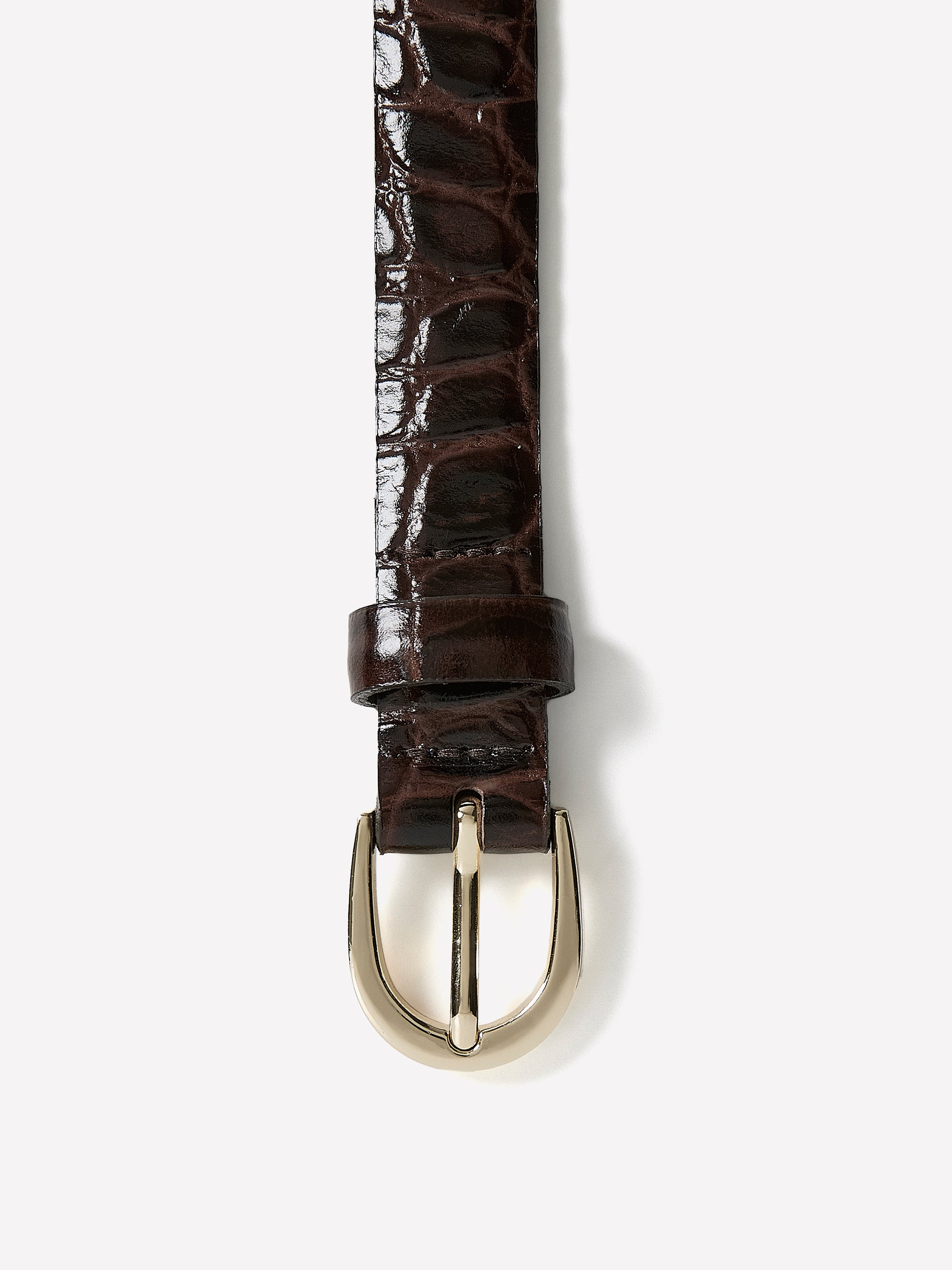 Leather Belt with Croco Texture