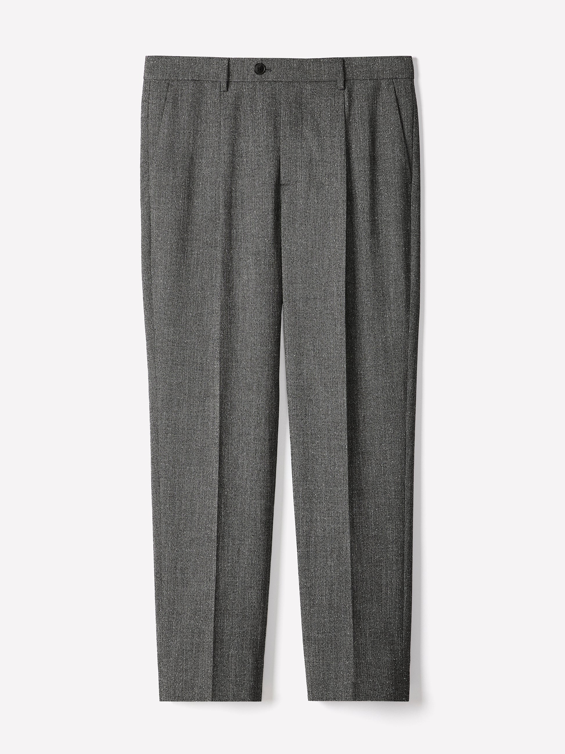 Tapered Pleated Tweed City Pants