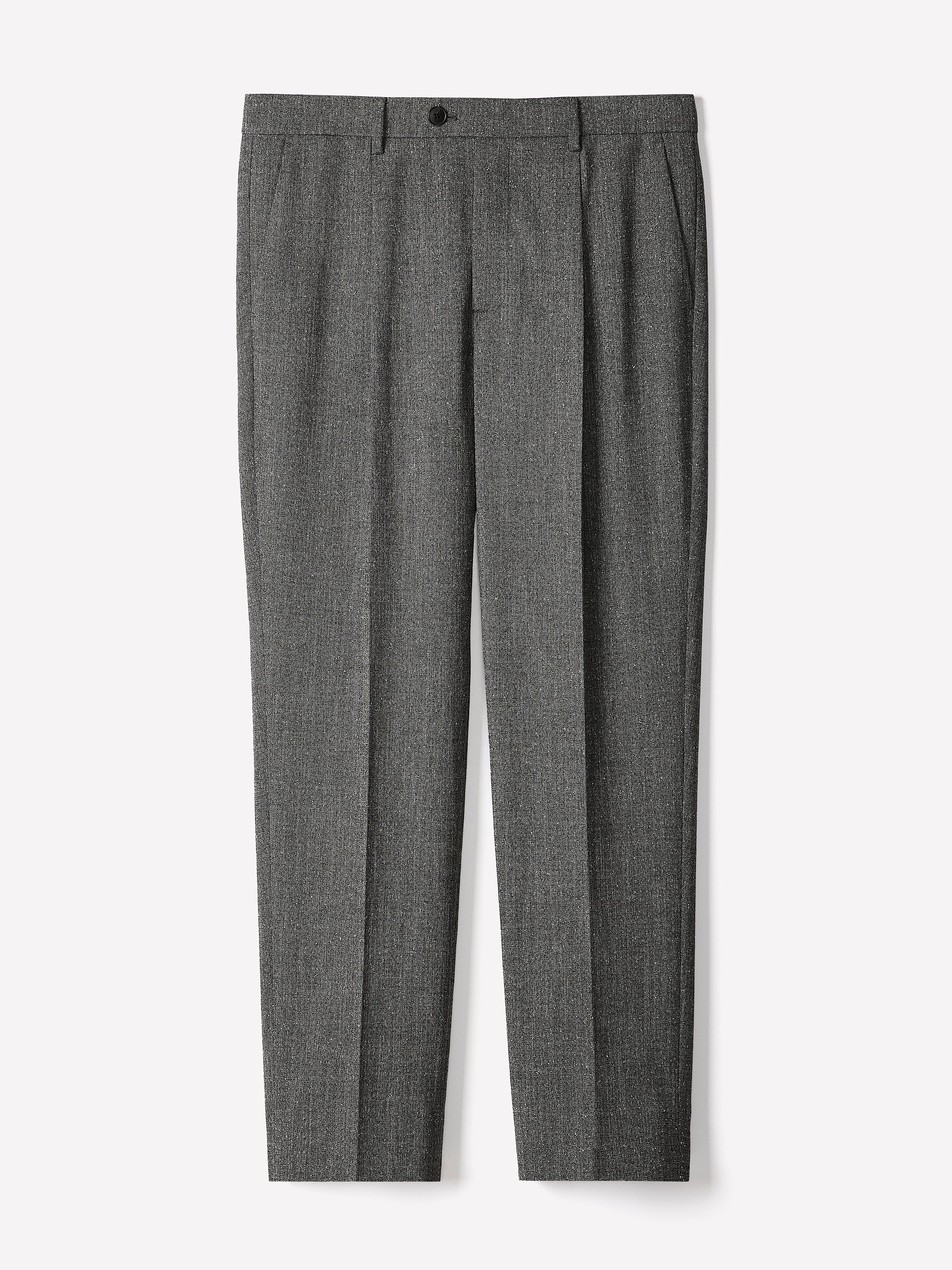 Tapered Pleated Tweed City Pants