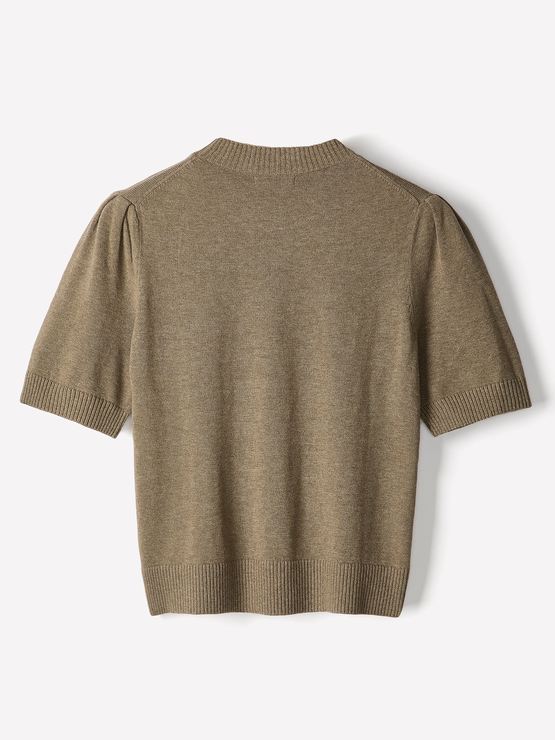 Knit Cotton Blend Crew Neck Sweater