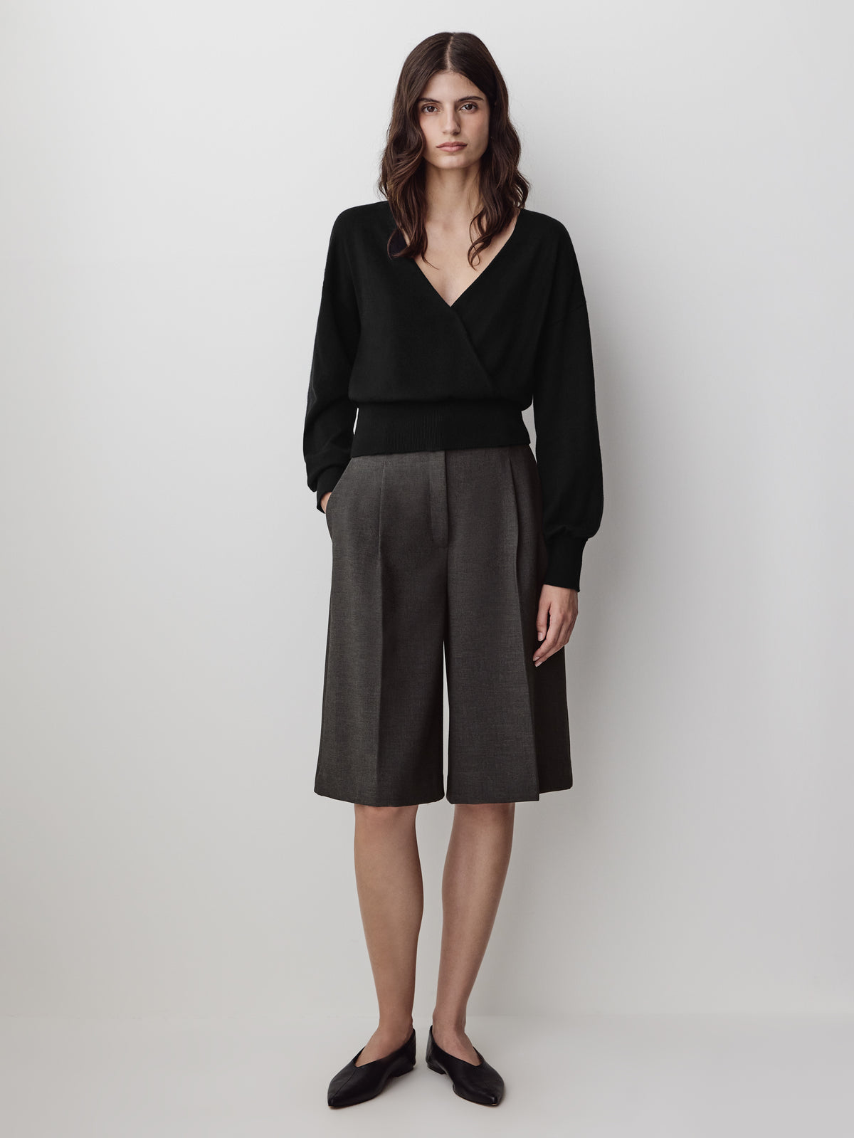 Crossover Pull Cotton Blend Sweater