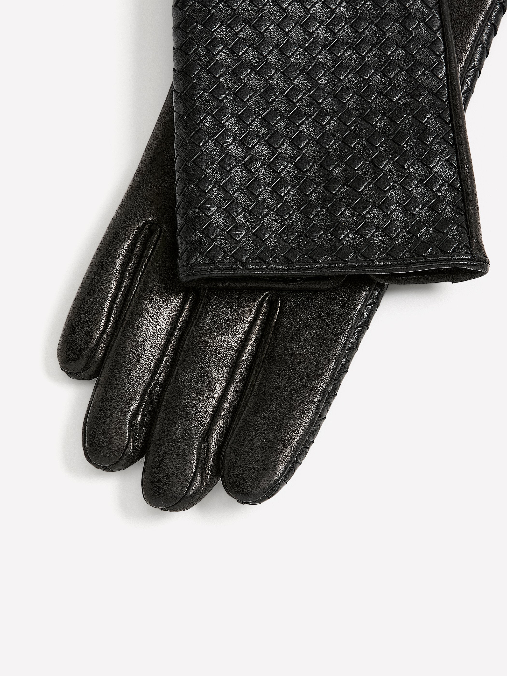 Woven Gloves with Leather Palms