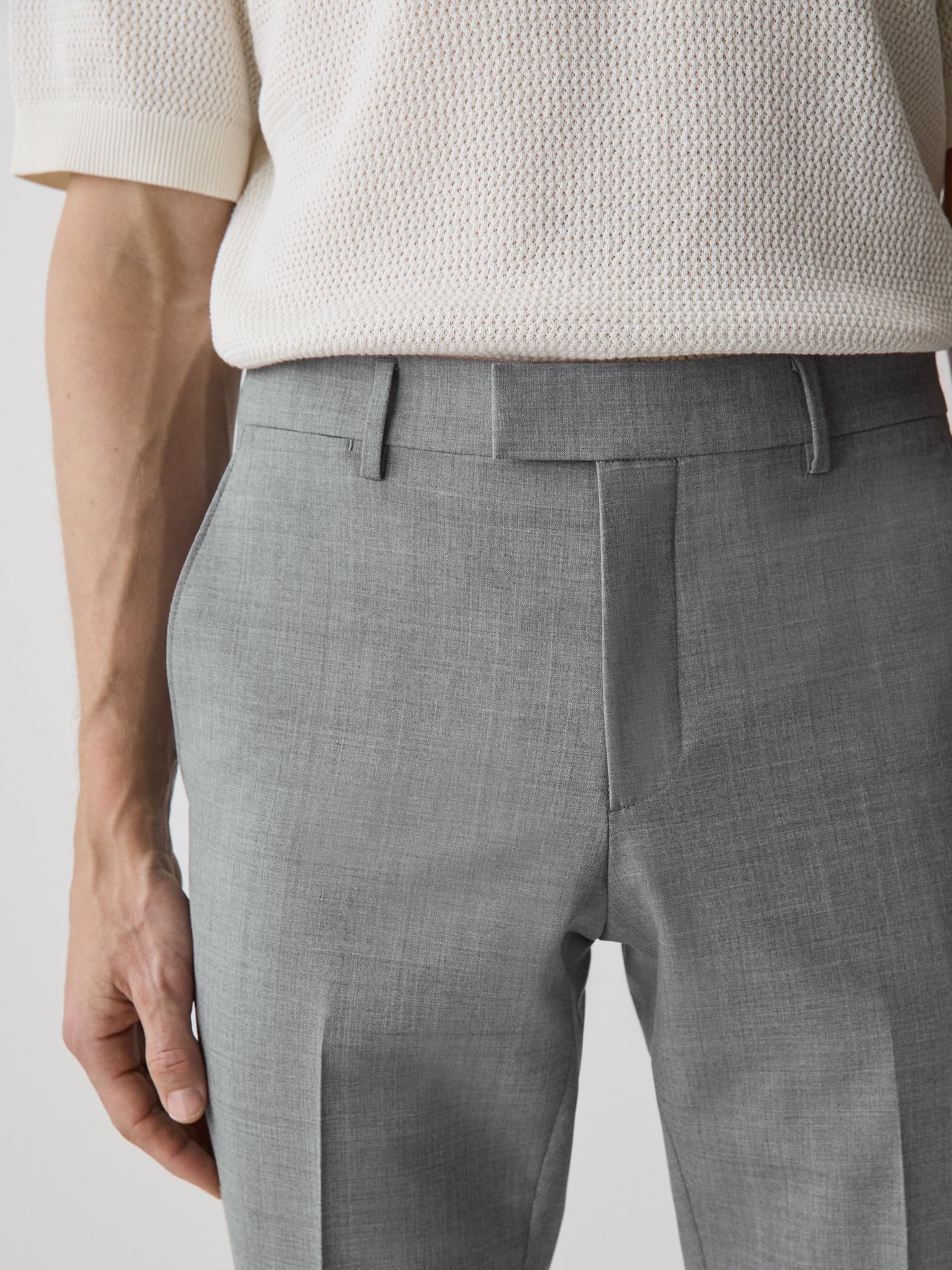 Slim Fit Wool Blend Mens Woven Pant