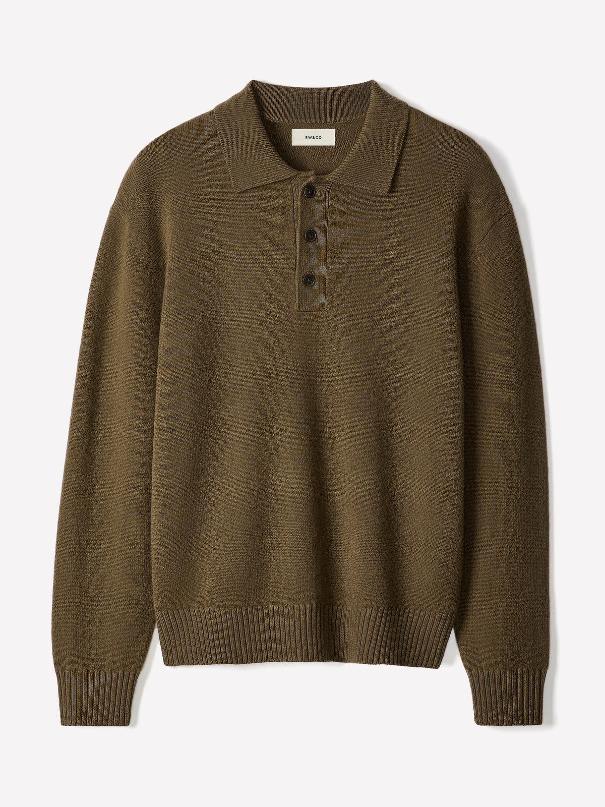 Lambswool Long-Sleeve Polo Sweater