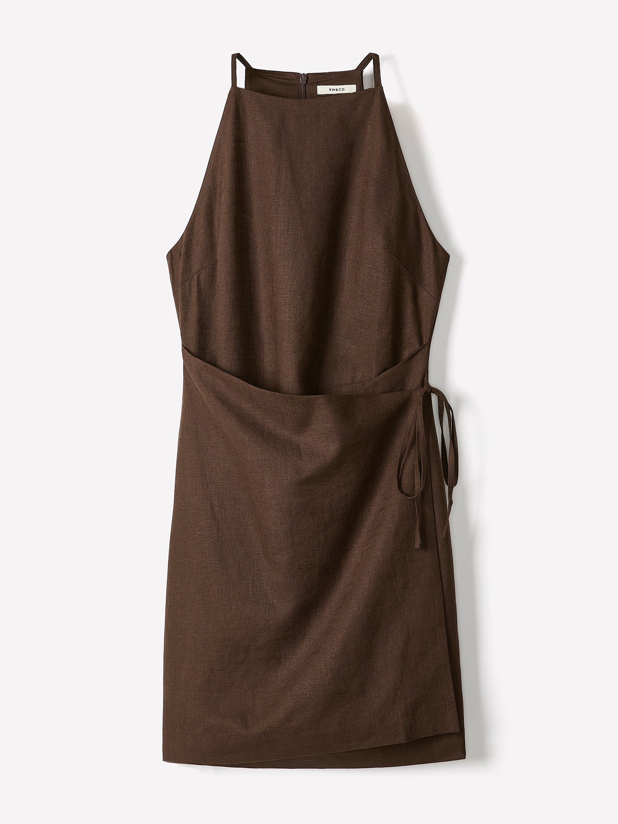 Woven Linen Blend Halter Dress
