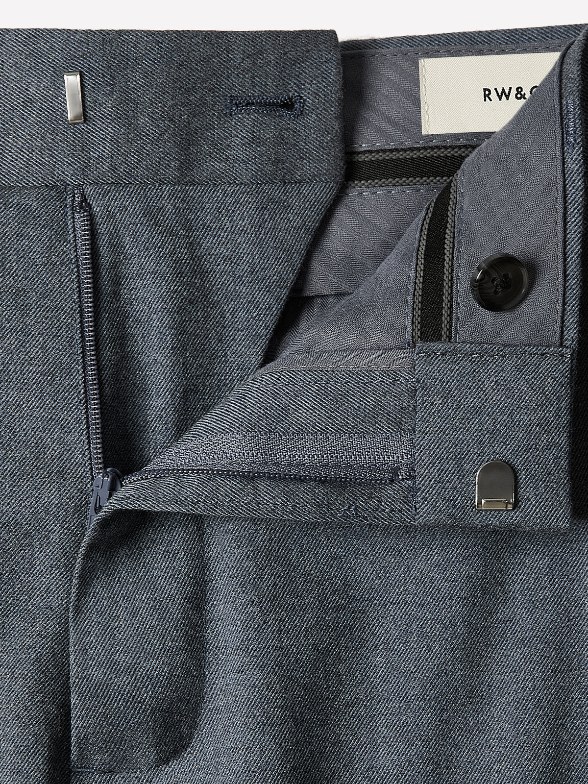 Tailored-Fit Blue Brushed Twill Pant