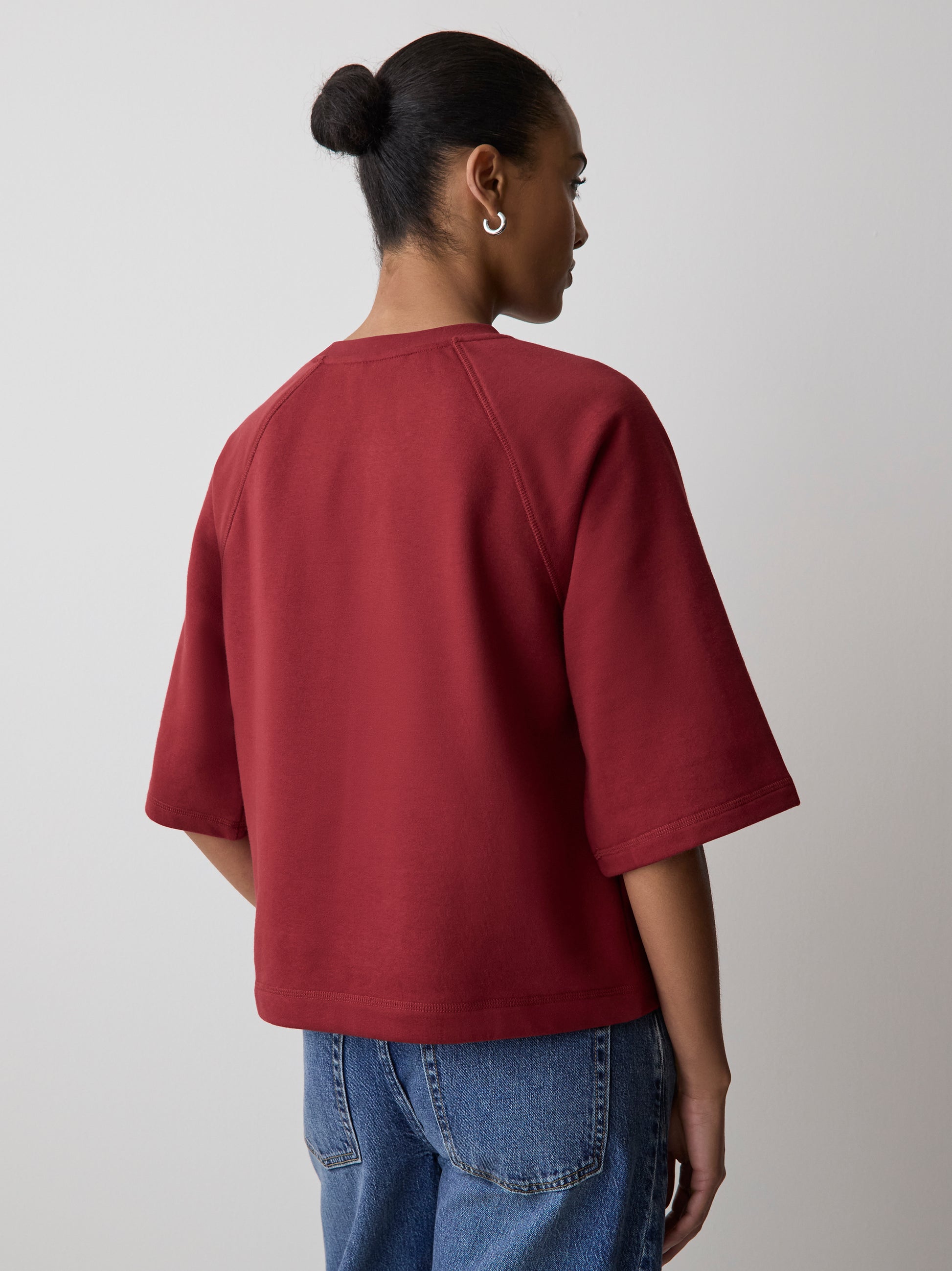 Short-Raglan-Sleeve Crew-Neck French Terry Top