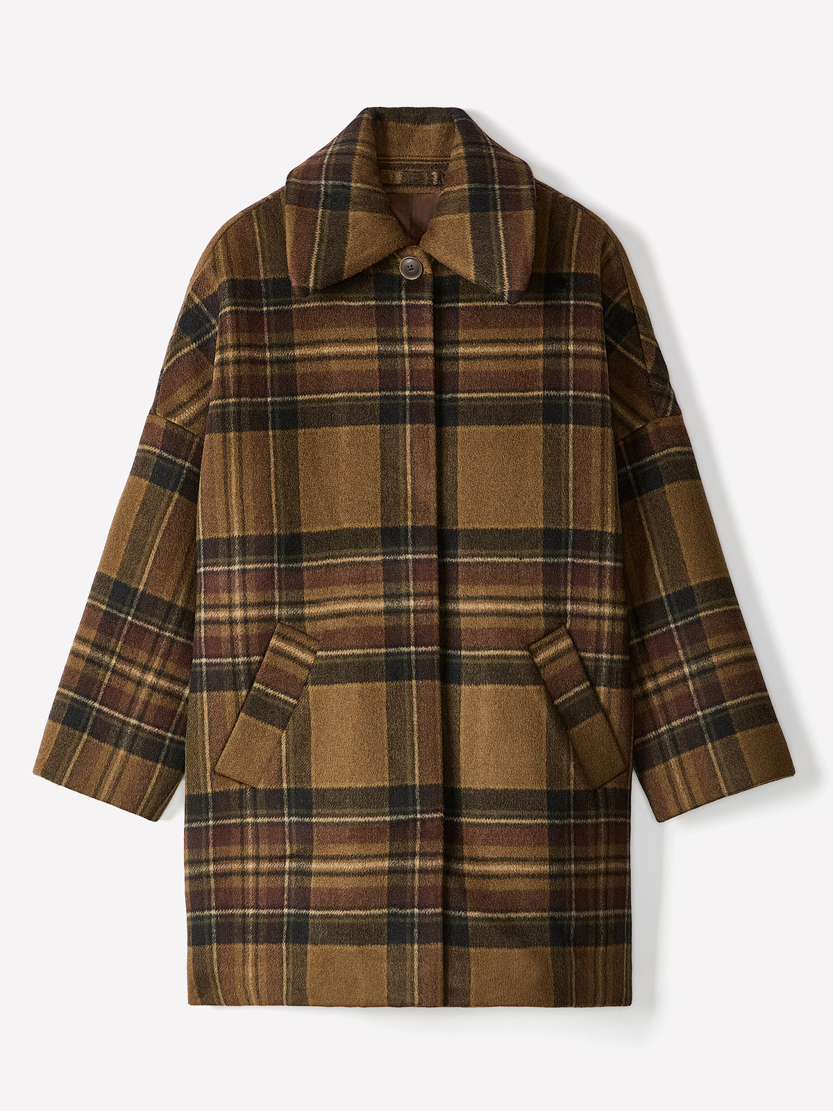 Wool-Blend Oversized Plaid Coat