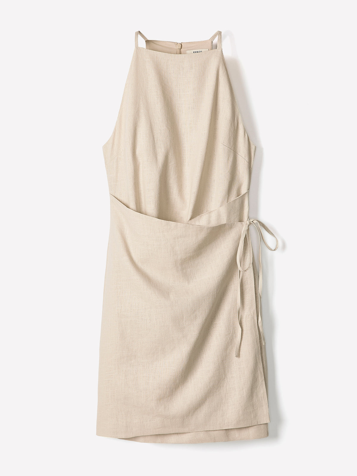 Woven Linen Blend Halter Dress
