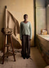 Long-Sleeve V-Neck Hairy Merino Sweater