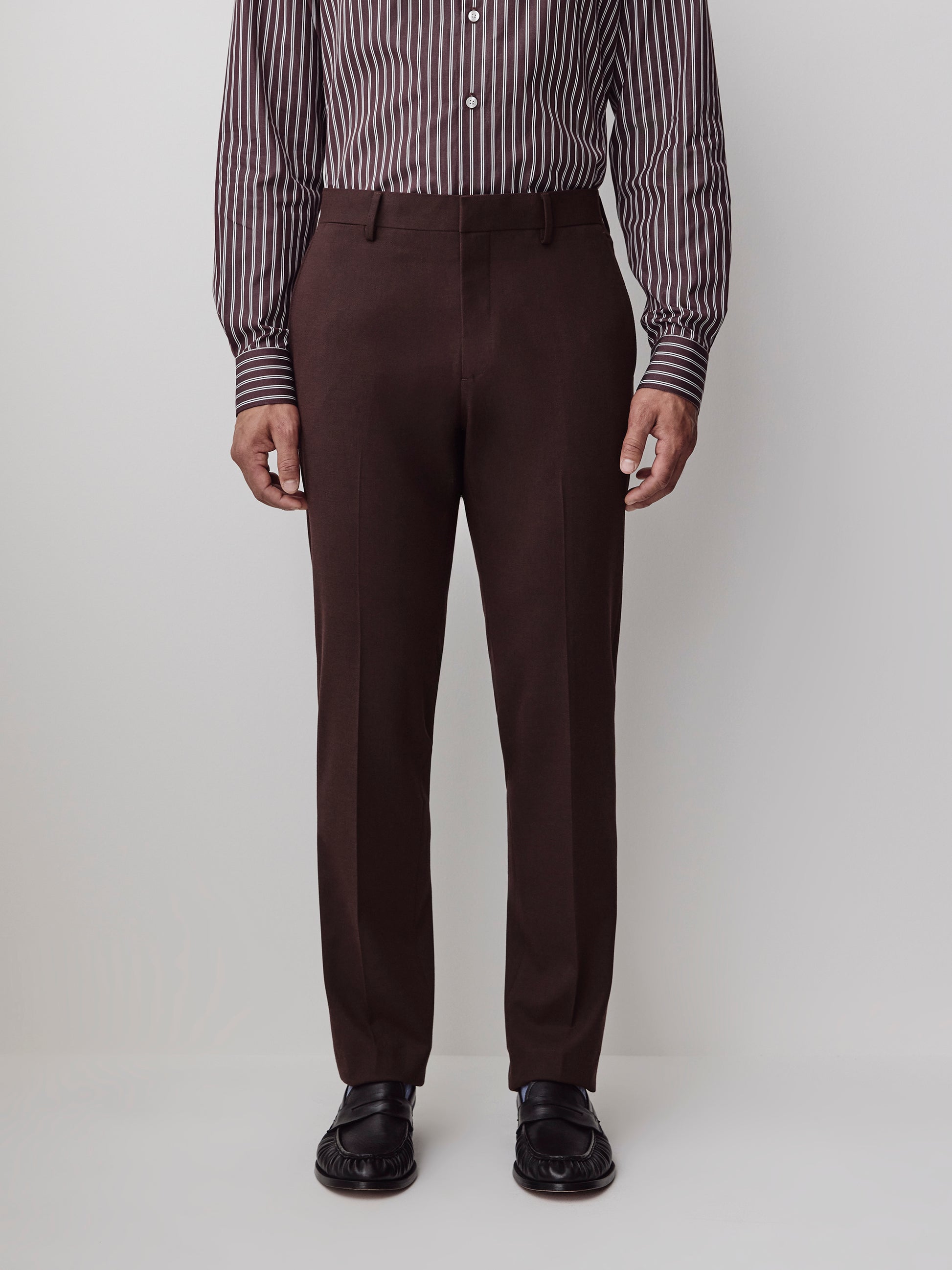 Slim Fit Woven Burgundy Pant