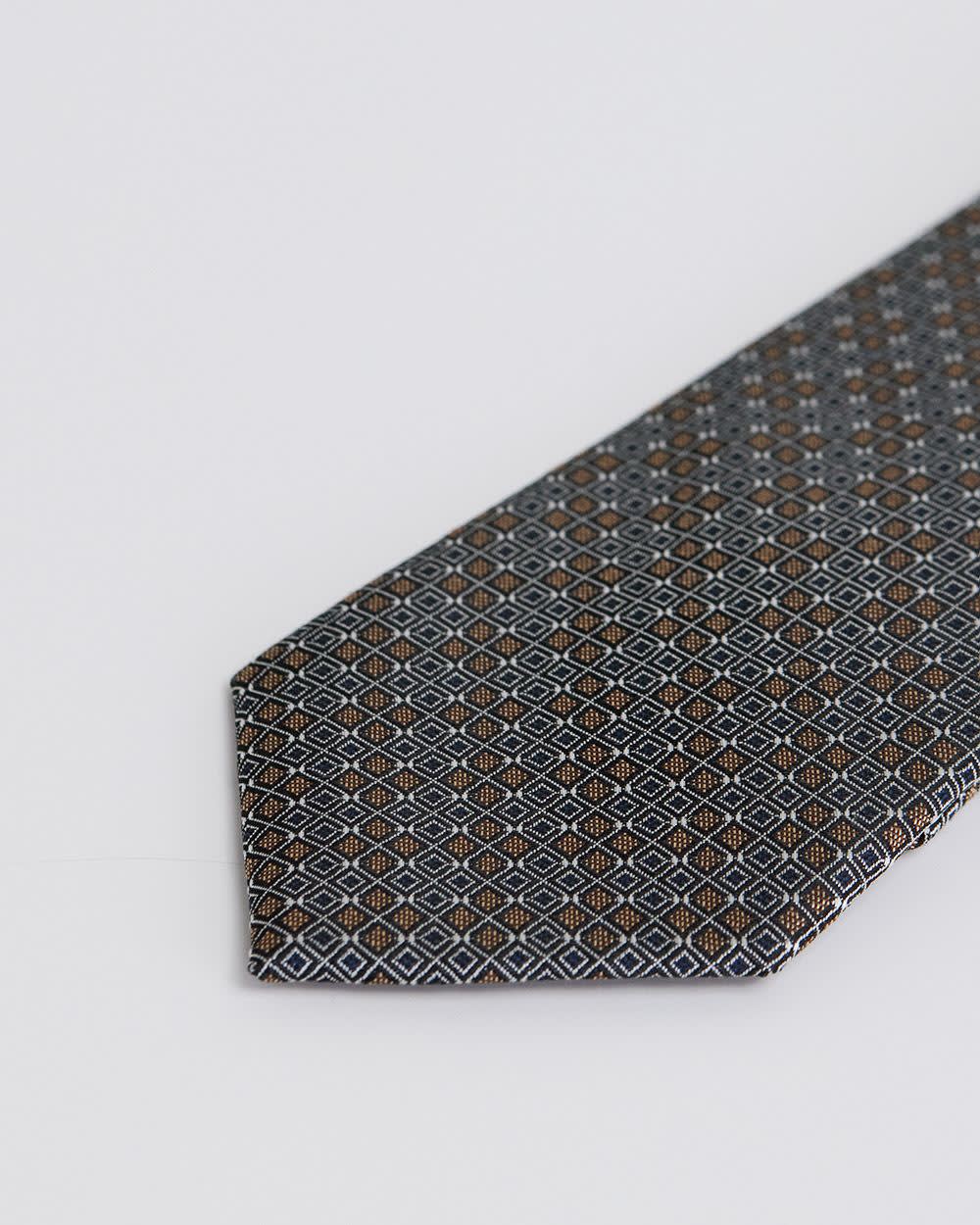 Skinny Tie with Square Geometric Pattern