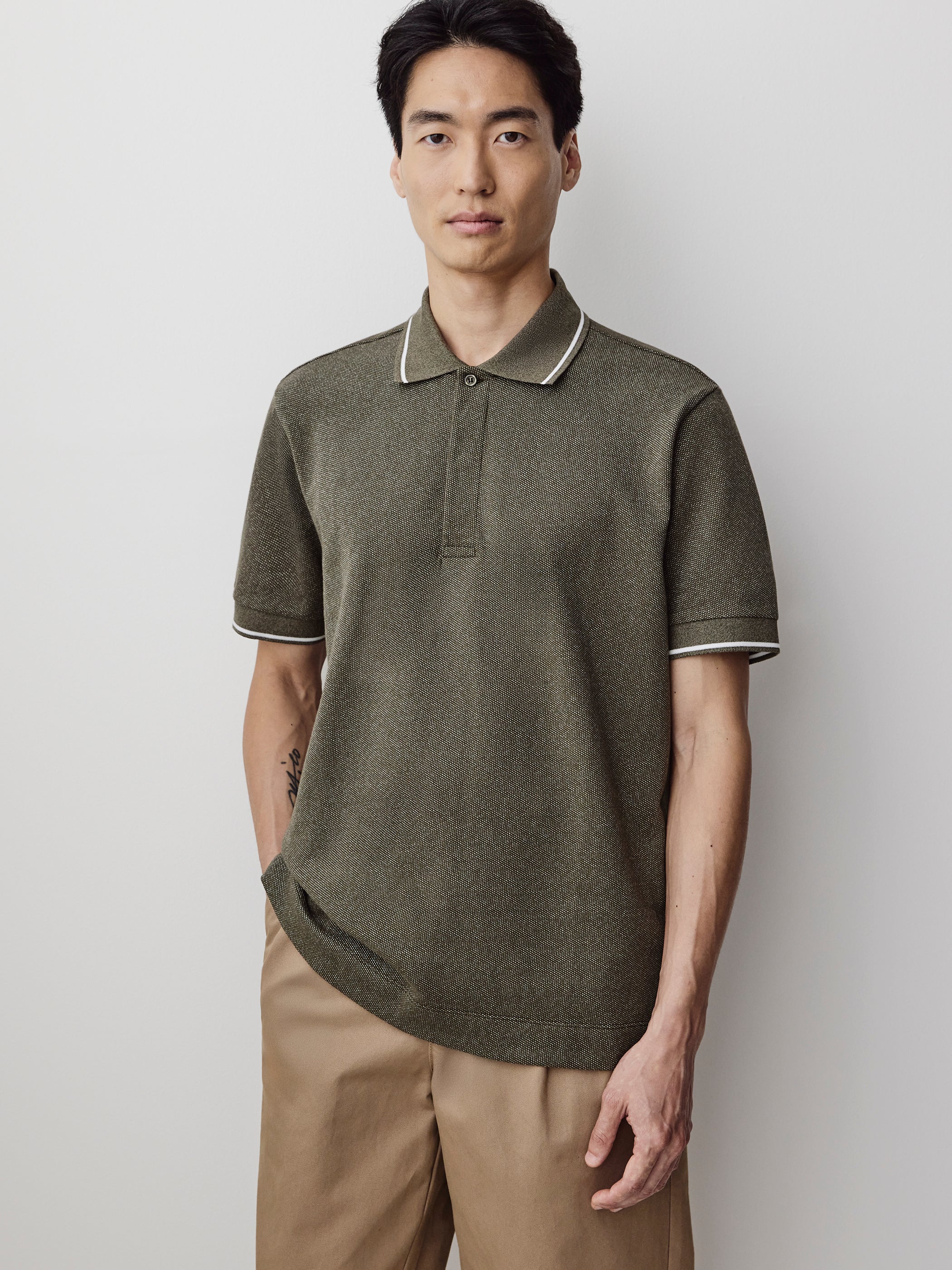 Men's Knit Polo Shirt Tailored Collar