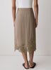 Woven Straight Skirt with Lace Trim