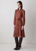 Long-Sleeve Mock-Neck Buttoned-Down Midi Dress