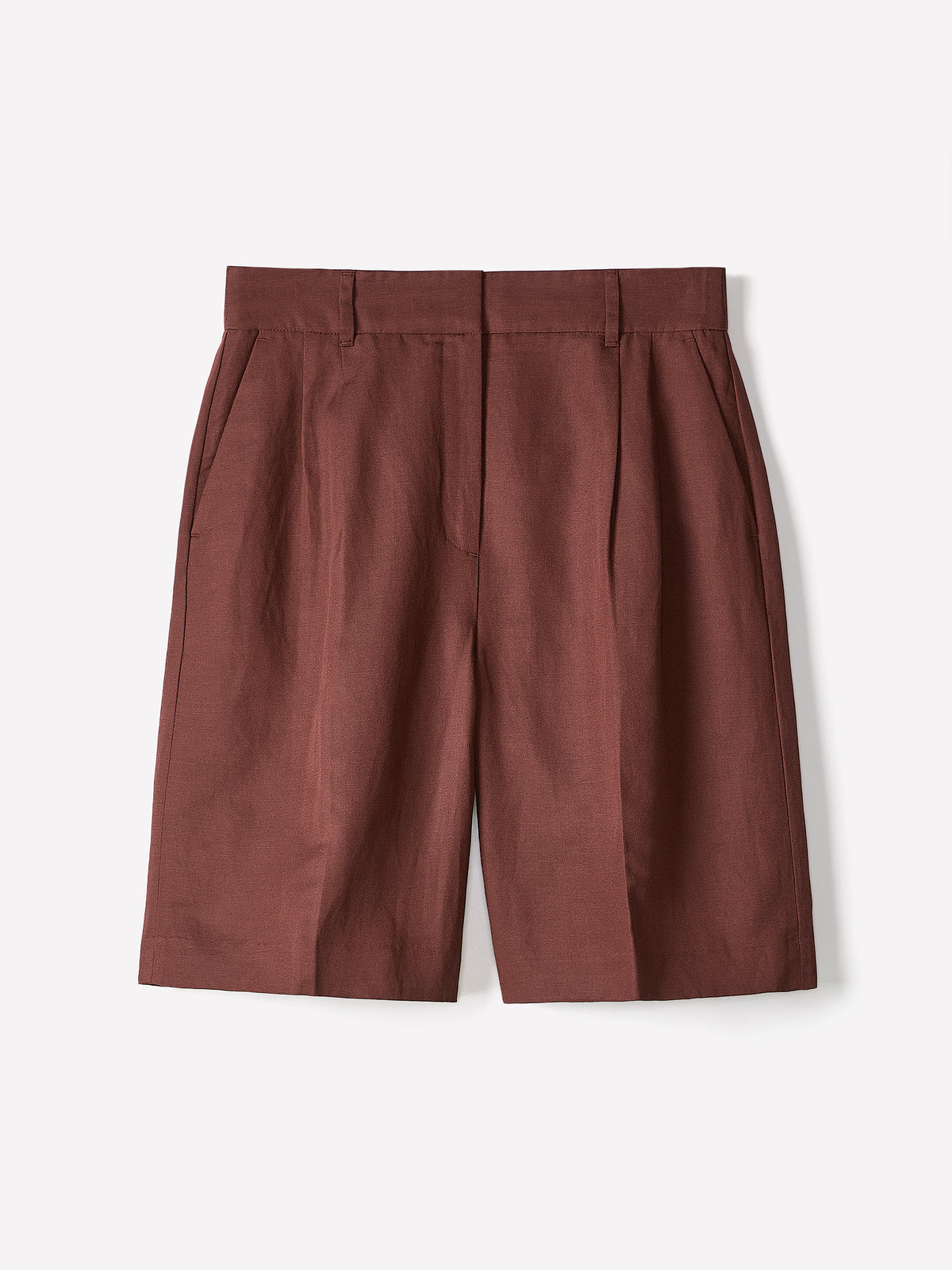 Linen-Blend High-Rise Bermuda Shorts