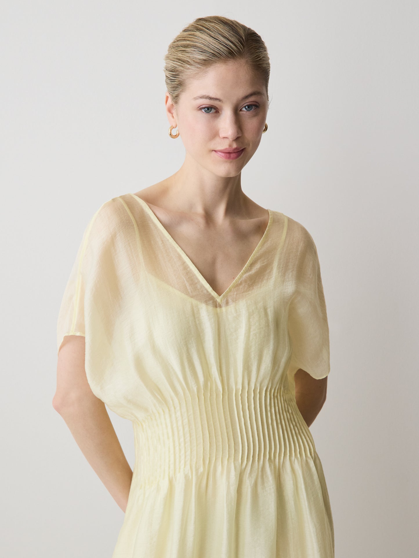 Woven Dress with Lyocell Flutter Sleeves
