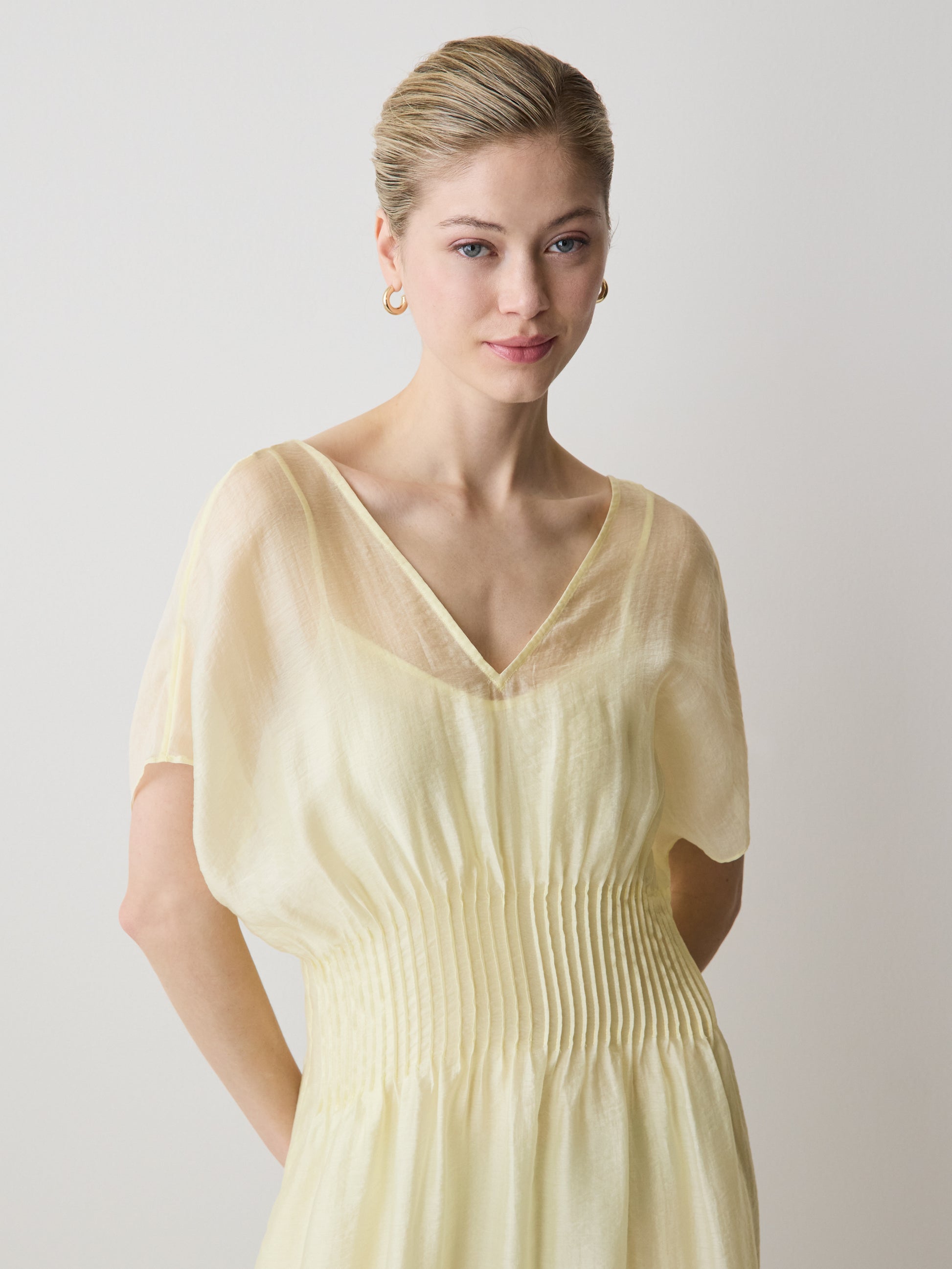 Woven Dress with Lyocell Flutter Sleeves