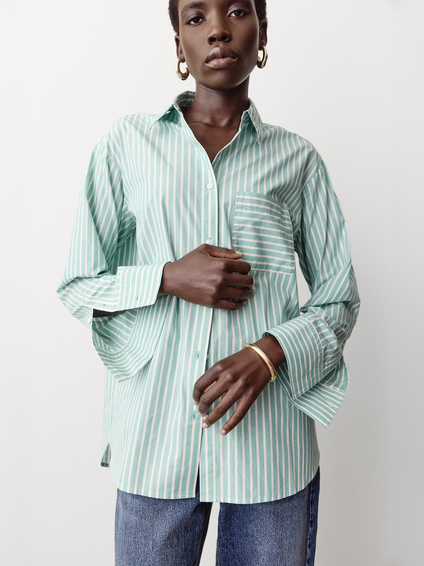 Striped Long-Sleeve Poplin Shirt