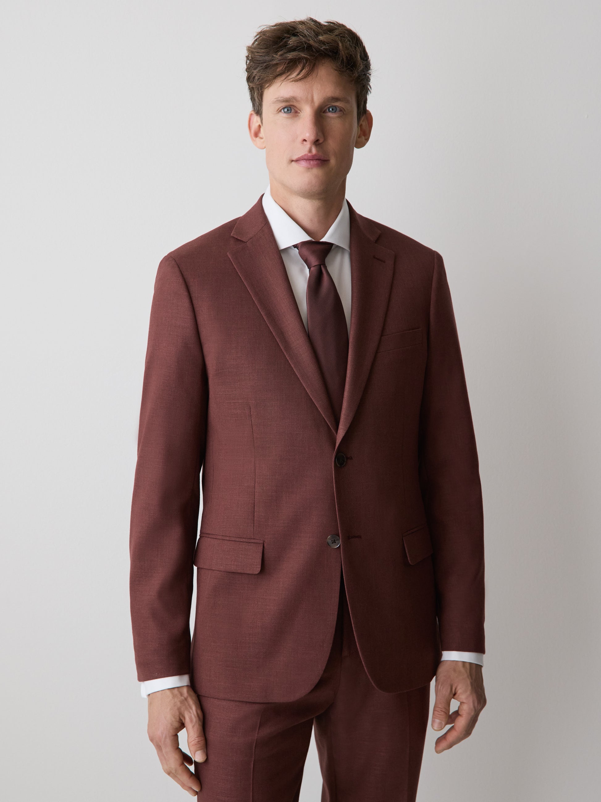 Slim-Fit Berry Suit Blazer