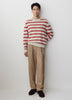 Mens Lambswool Crew Neck Knit Sweater with Stripe