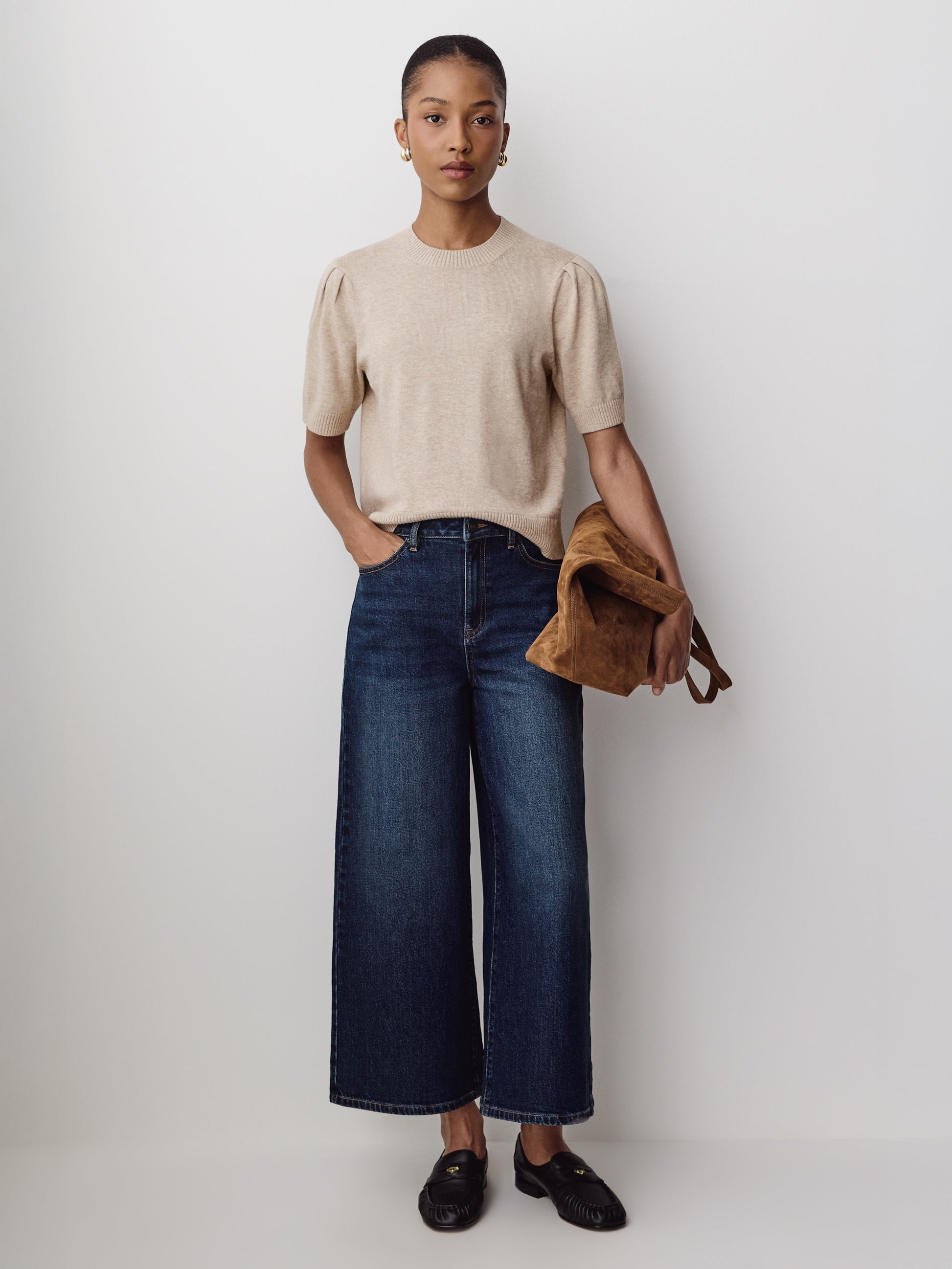 High-Rise Wide-Leg Cropped Jeans