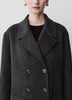 Wool Blend Double-Breasted Coat with Removable Scarf