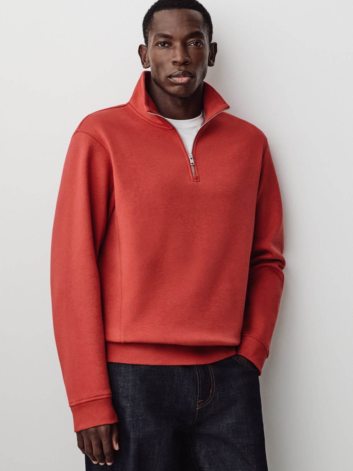 Long-Sleeve Half-Zip Mock-Neck Sweater