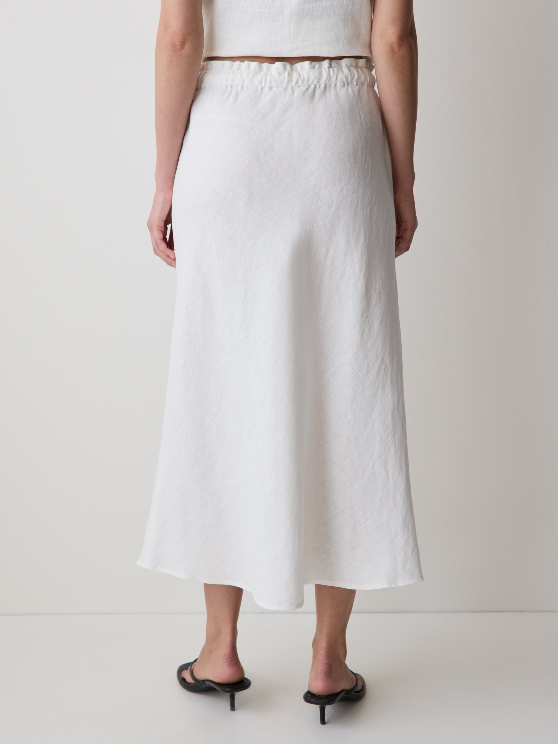 Linen Straight Midi Skirt
