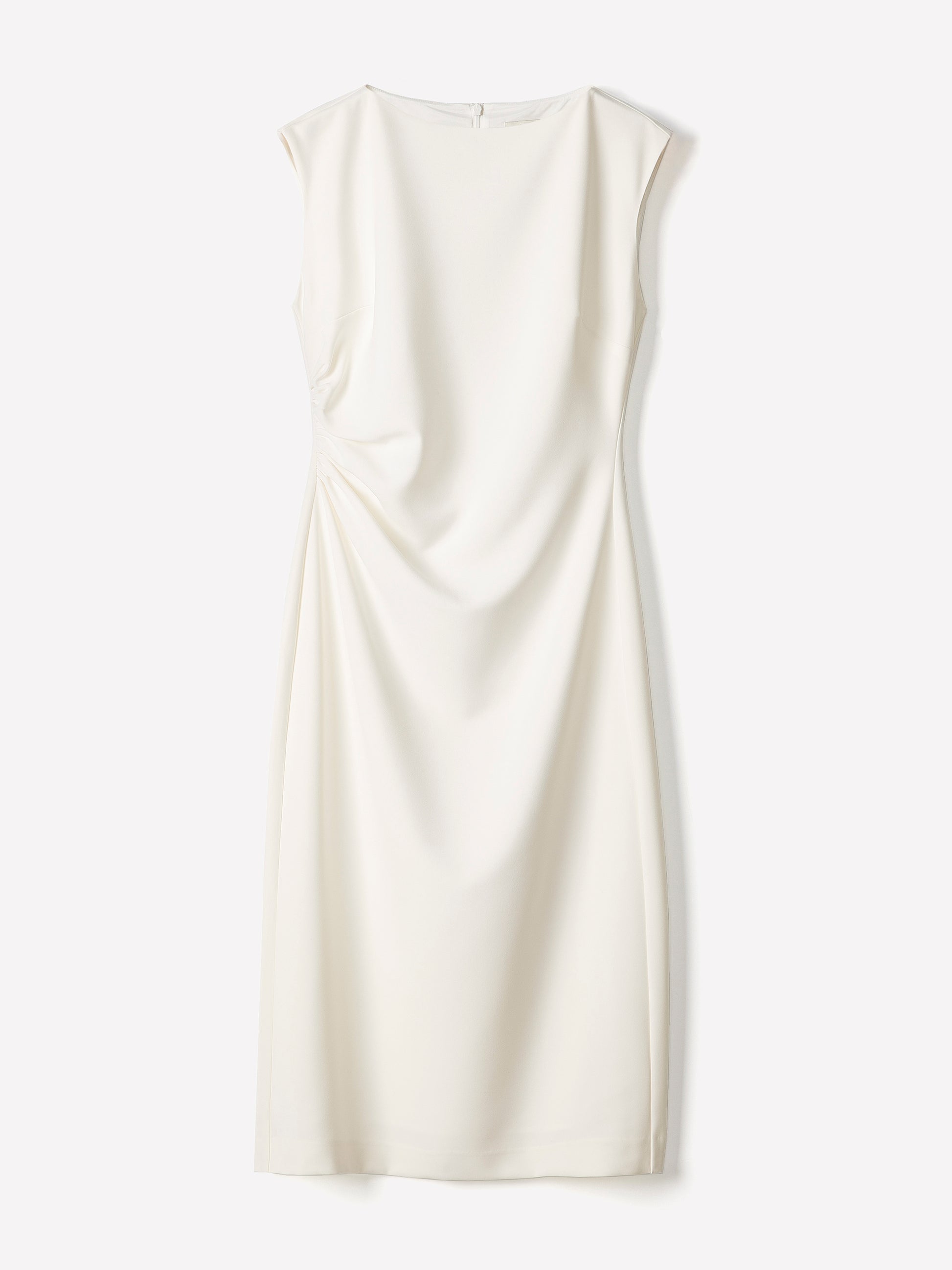 Sleeveless Woven Dress with Cow Neck, Polyester Blend