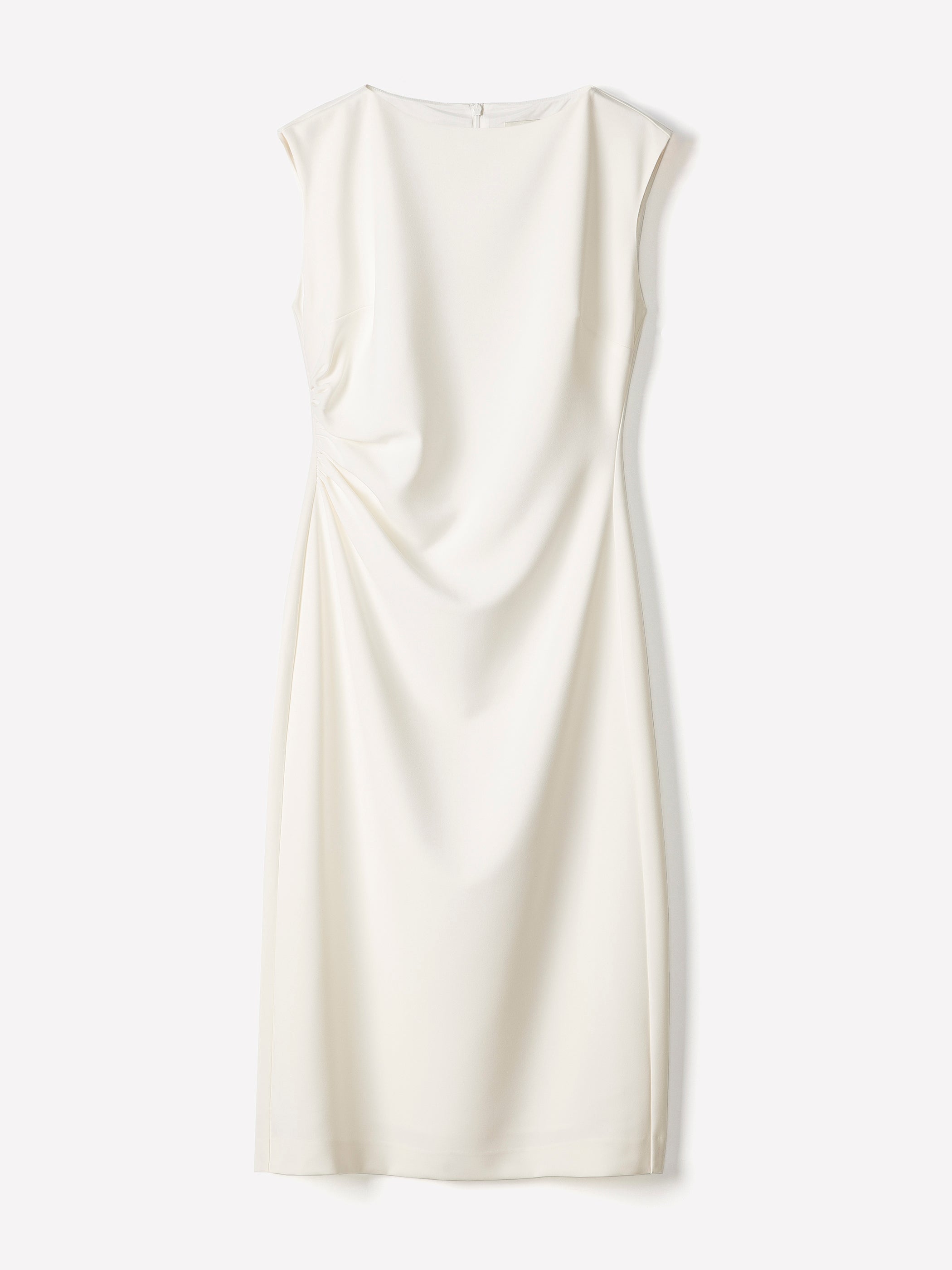 Sleeveless Woven Dress with Cow Neck, Polyester Blend