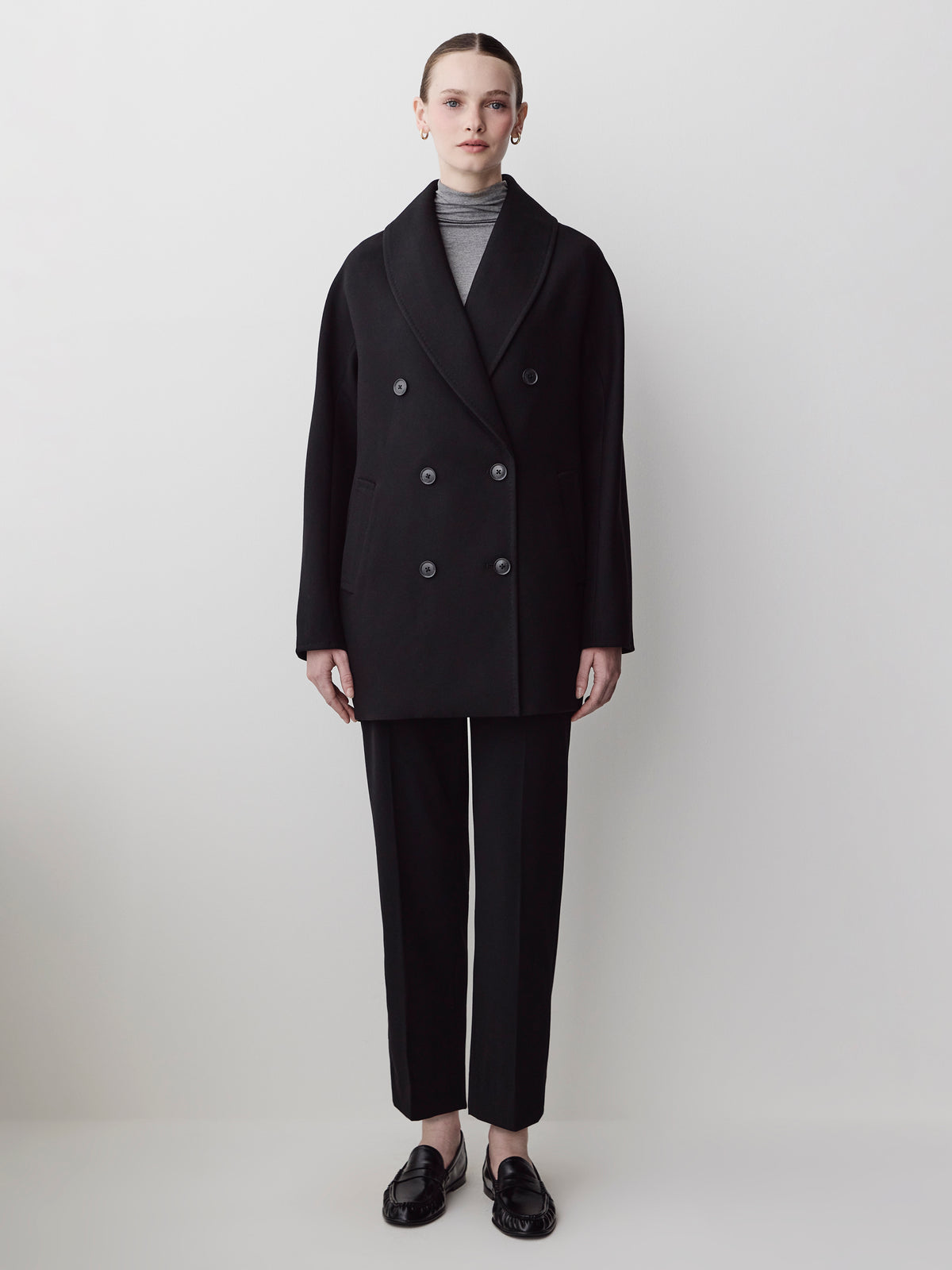 Woven Double-Breasted Relaxed Fit Coat