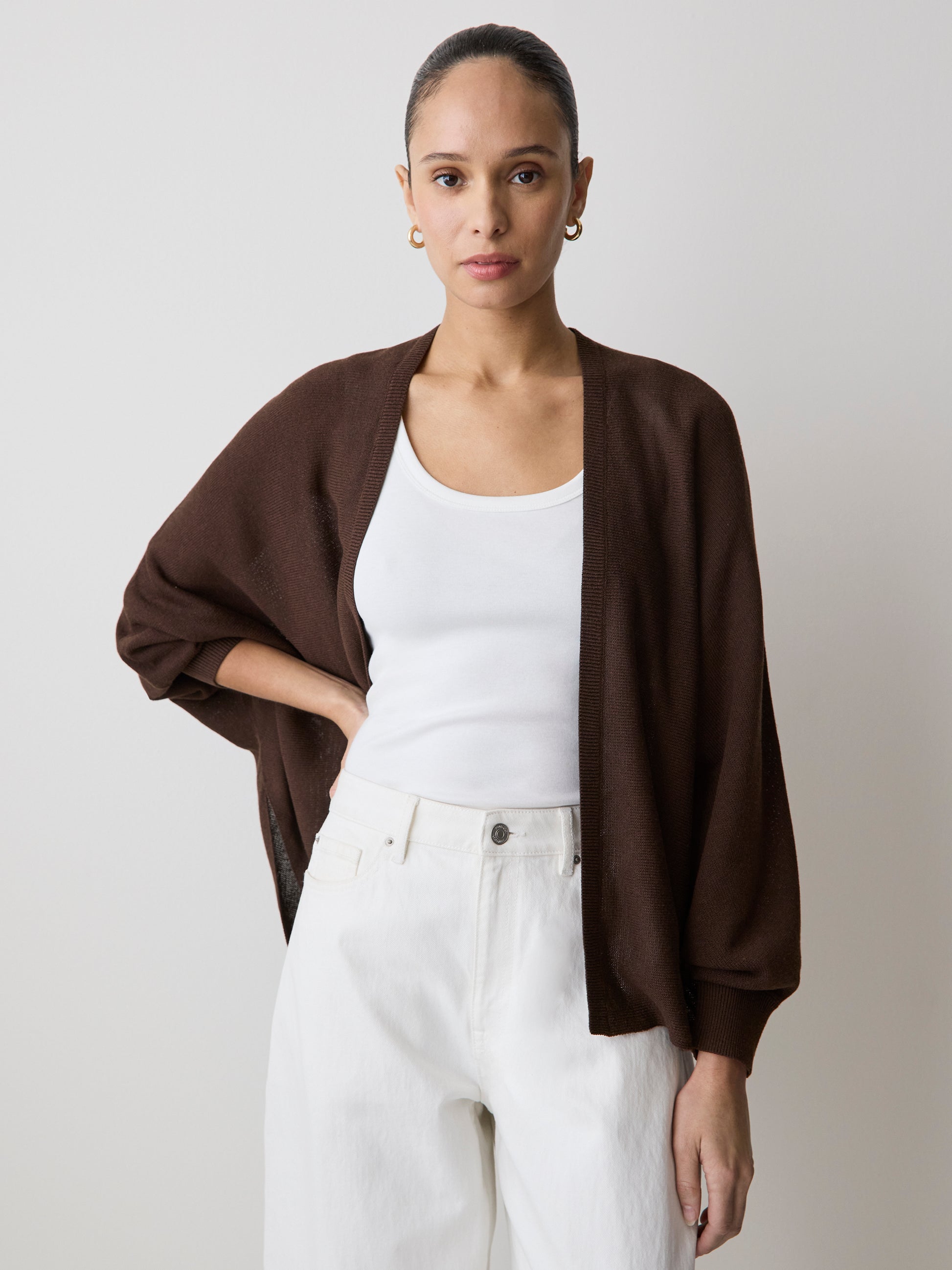 Long-Sleeve Cape Cardigan