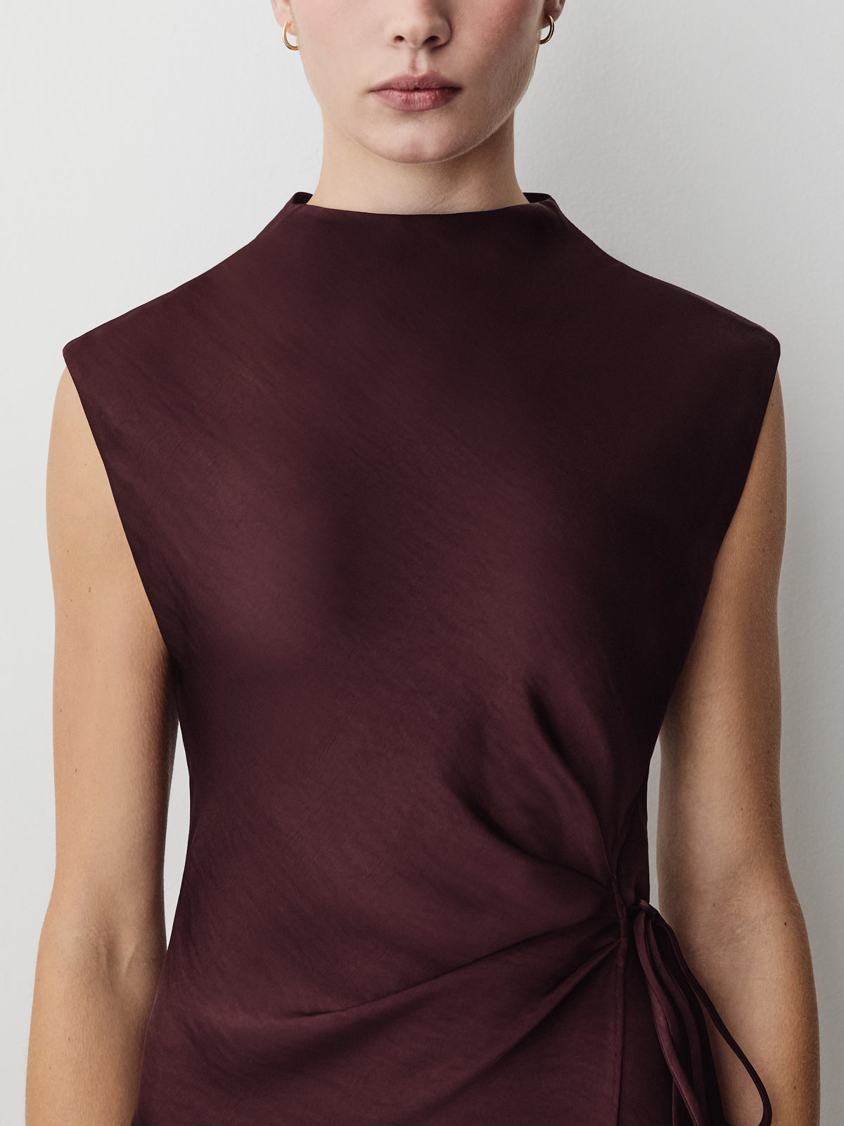 Satin Wrap Dress With Front Tie