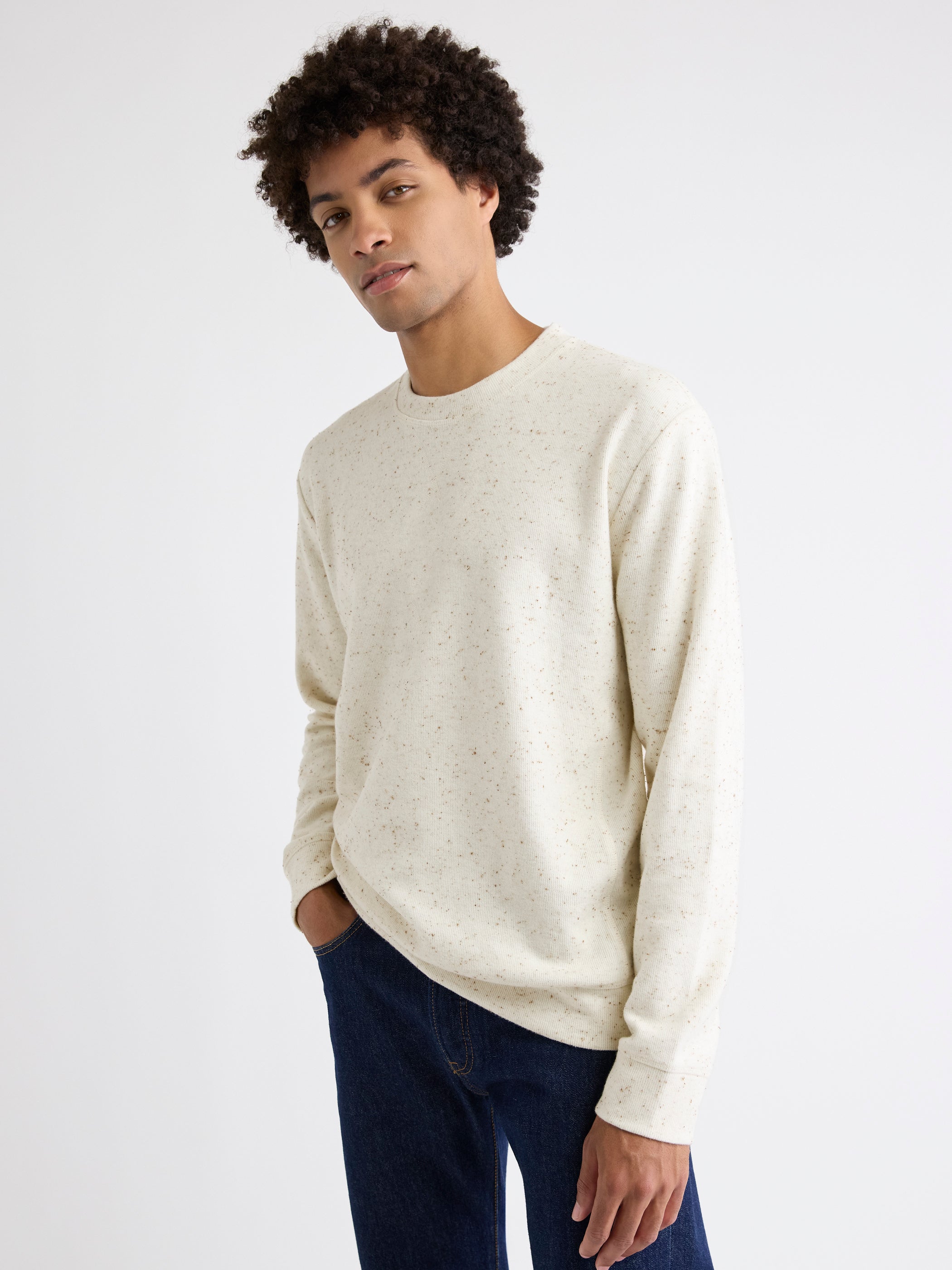 Long-Sleeve Crew-Neck Ribbed Sweater