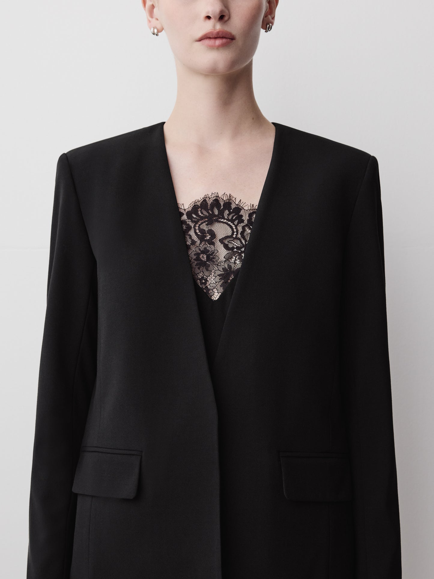 Relaxed-Fit Collarless Blazer