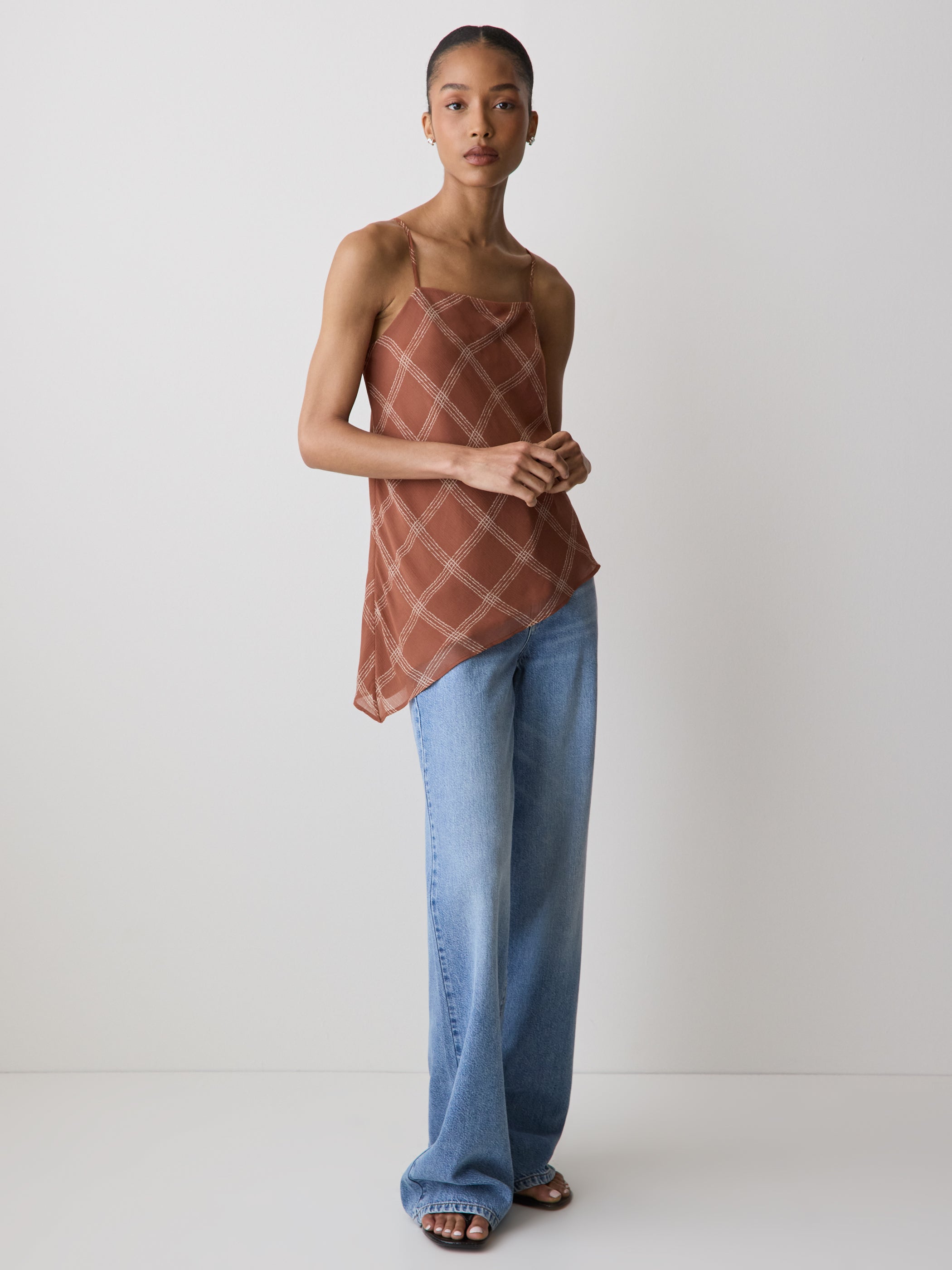 Woven Chiffon Asymmetric Cami Top
