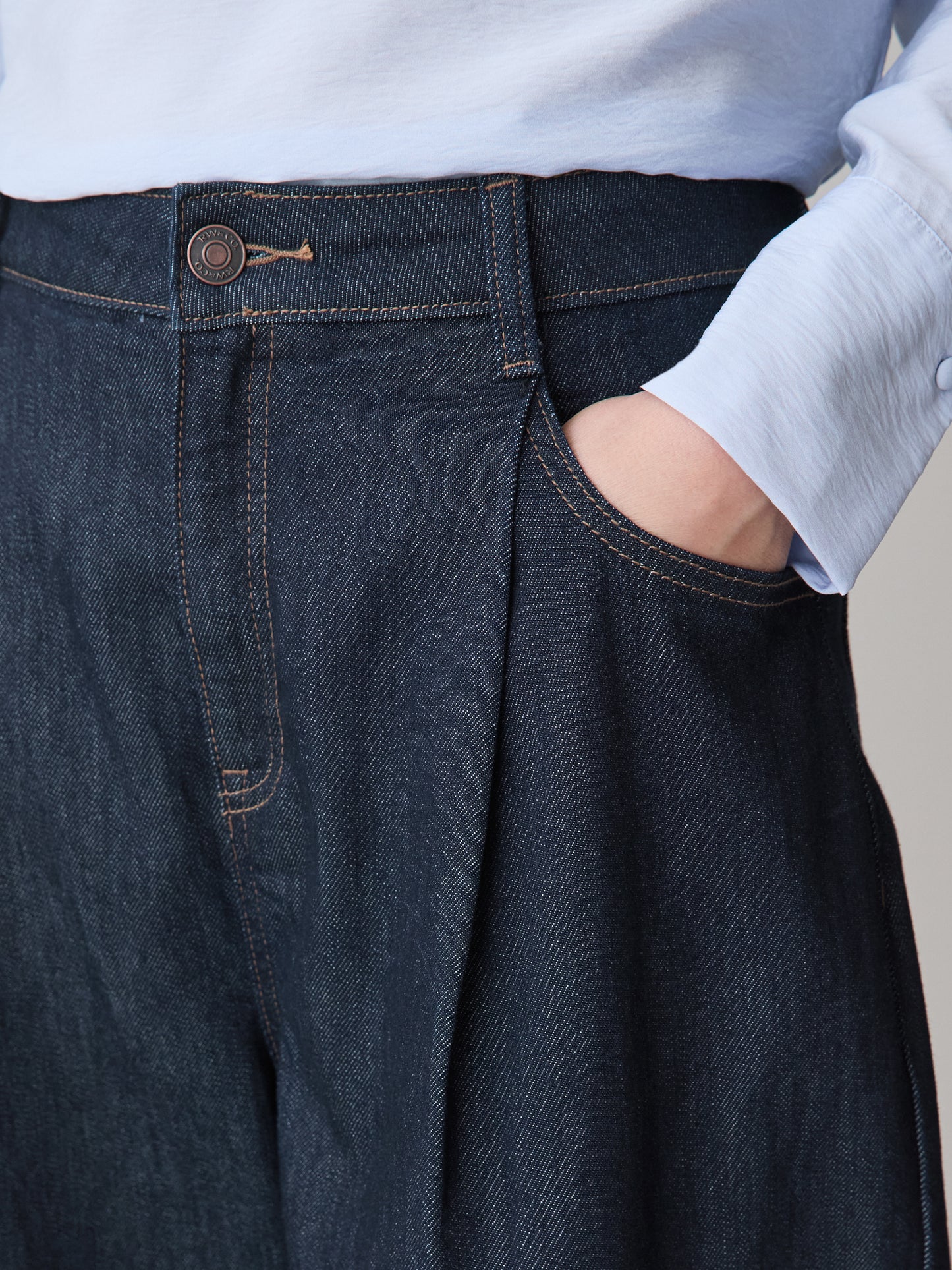 Jeans à Taille Haute et Jambe Ballon