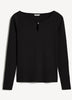 Long-Sleeve Scoop-Neck Ribbed Top