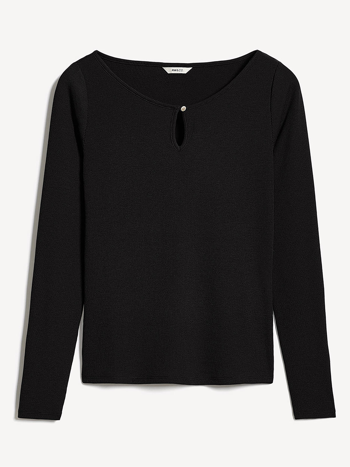 Long-Sleeve Scoop-Neck Ribbed Top